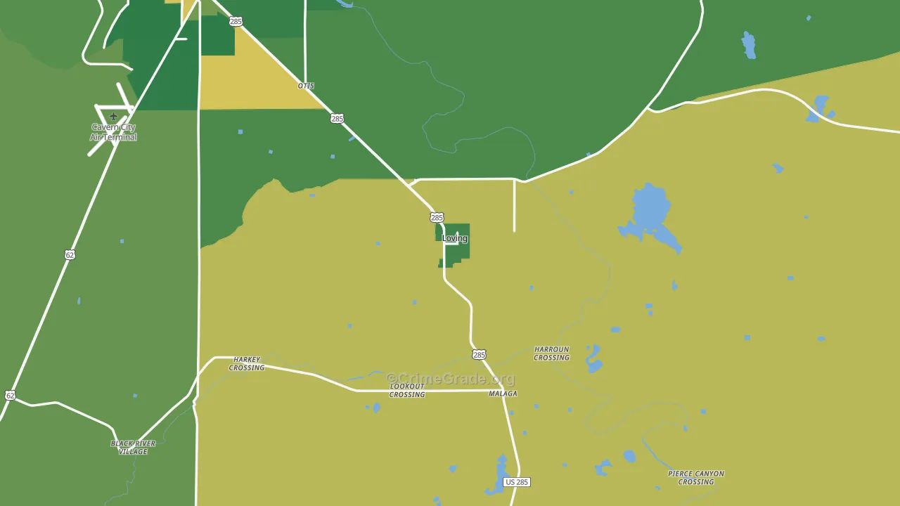 Loving, NM Map of Robbery Rates