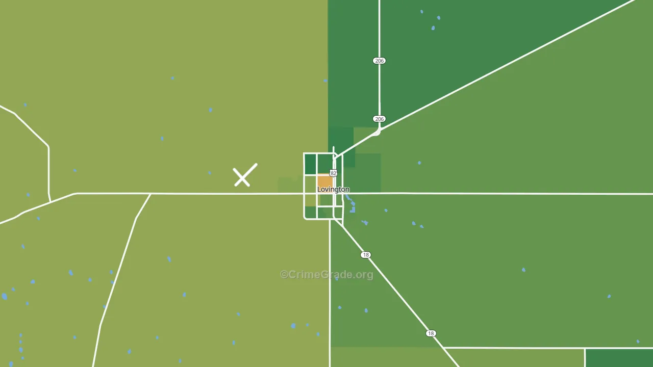 Lovington, NM Map of Robbery Rates