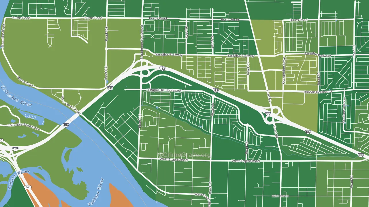 Lovisa Farms, Pasco, WA Map of Robbery Rates