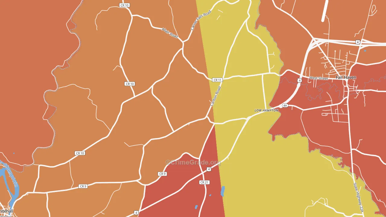 Low Hampton, NY Map of Robbery Rates