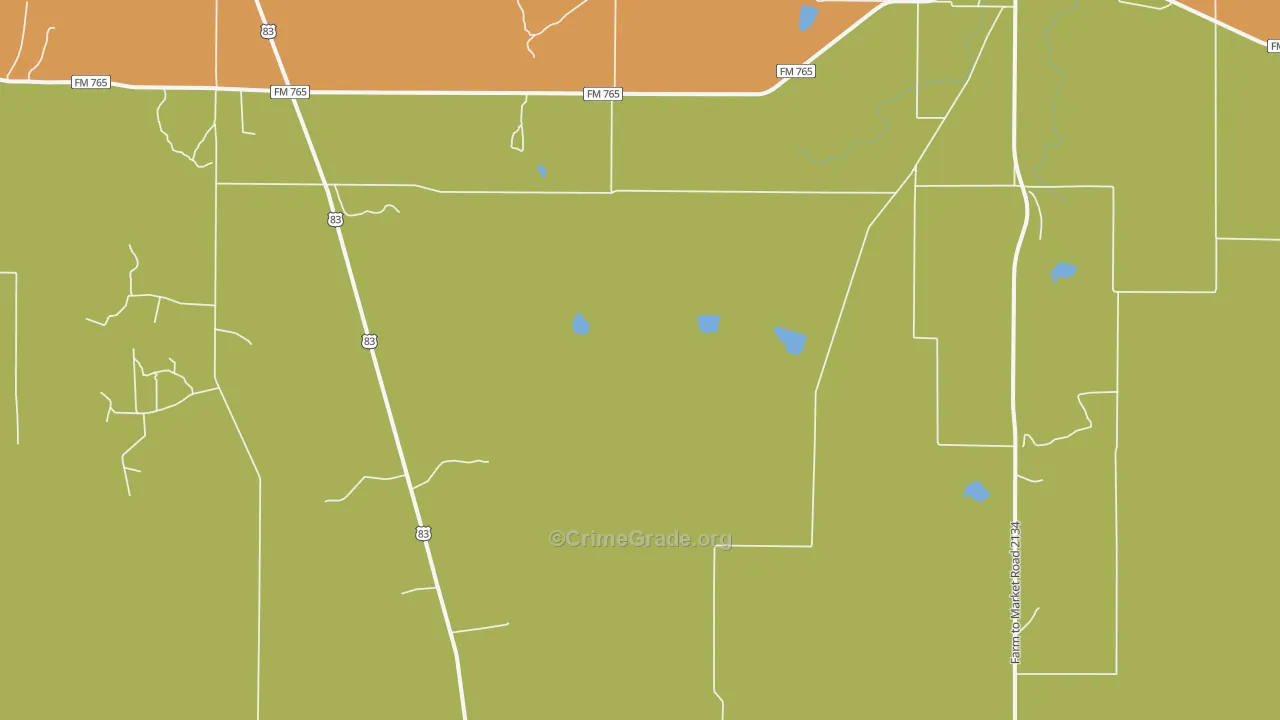 Lowake, TX Map of Robbery Rates