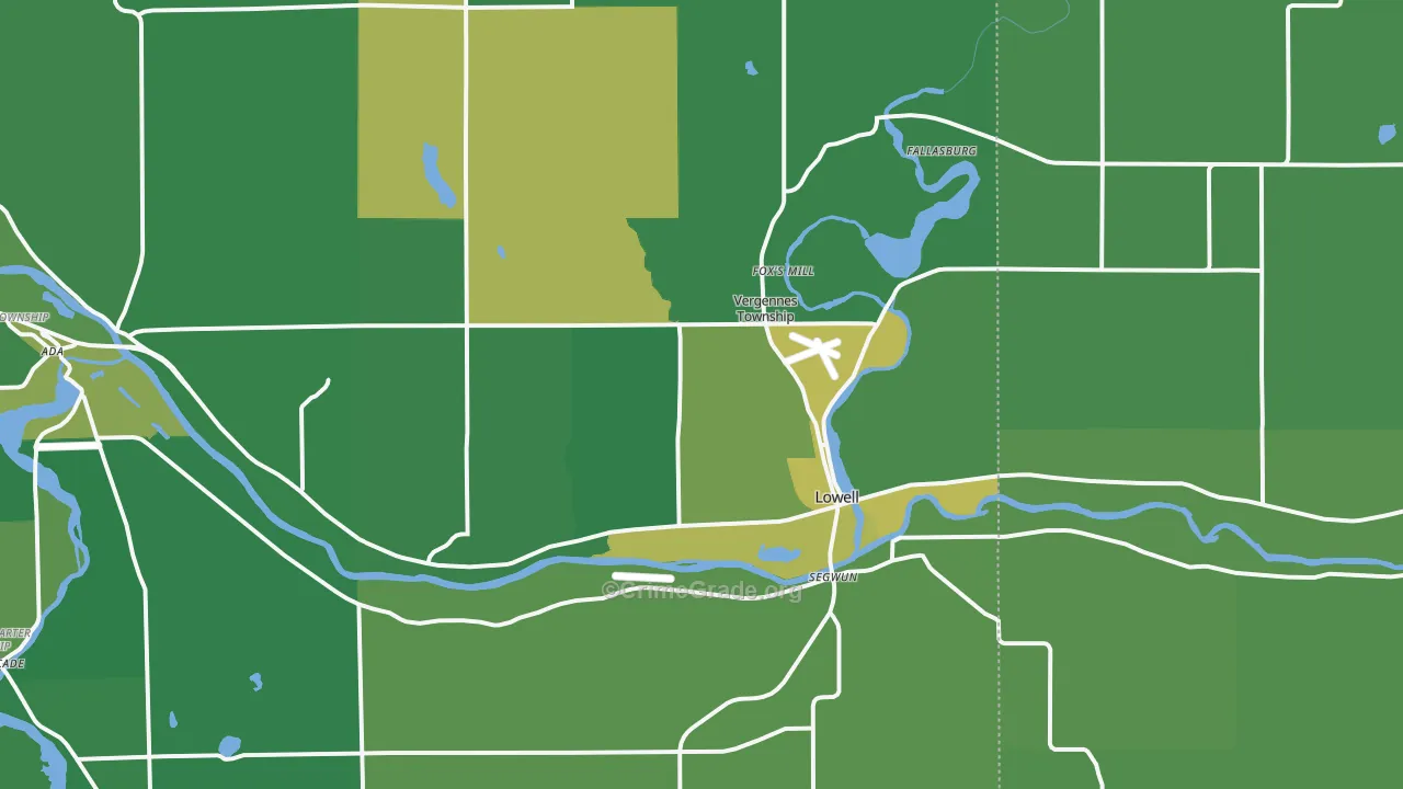 Lowell, MI Map of Robbery Rates