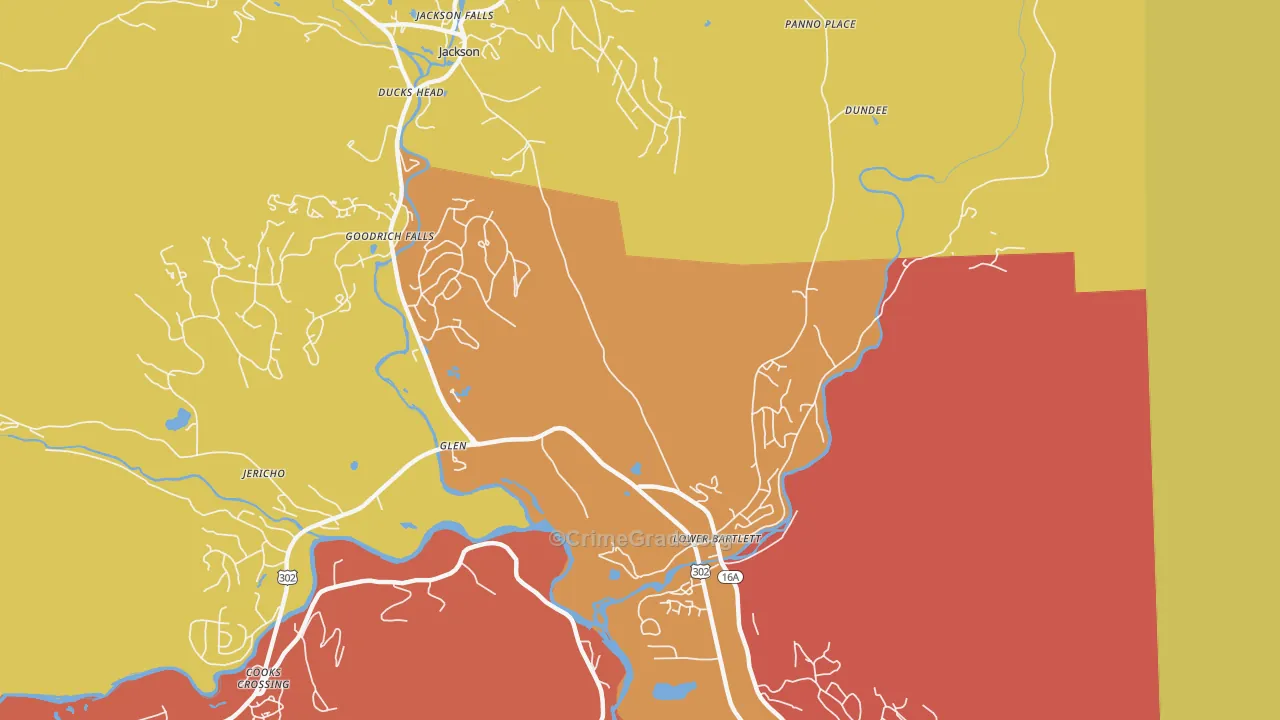 Lower Bartlett, NH Map of Robbery Rates