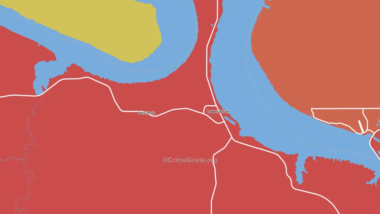 Lower Brule, SD Map of Robbery Rates