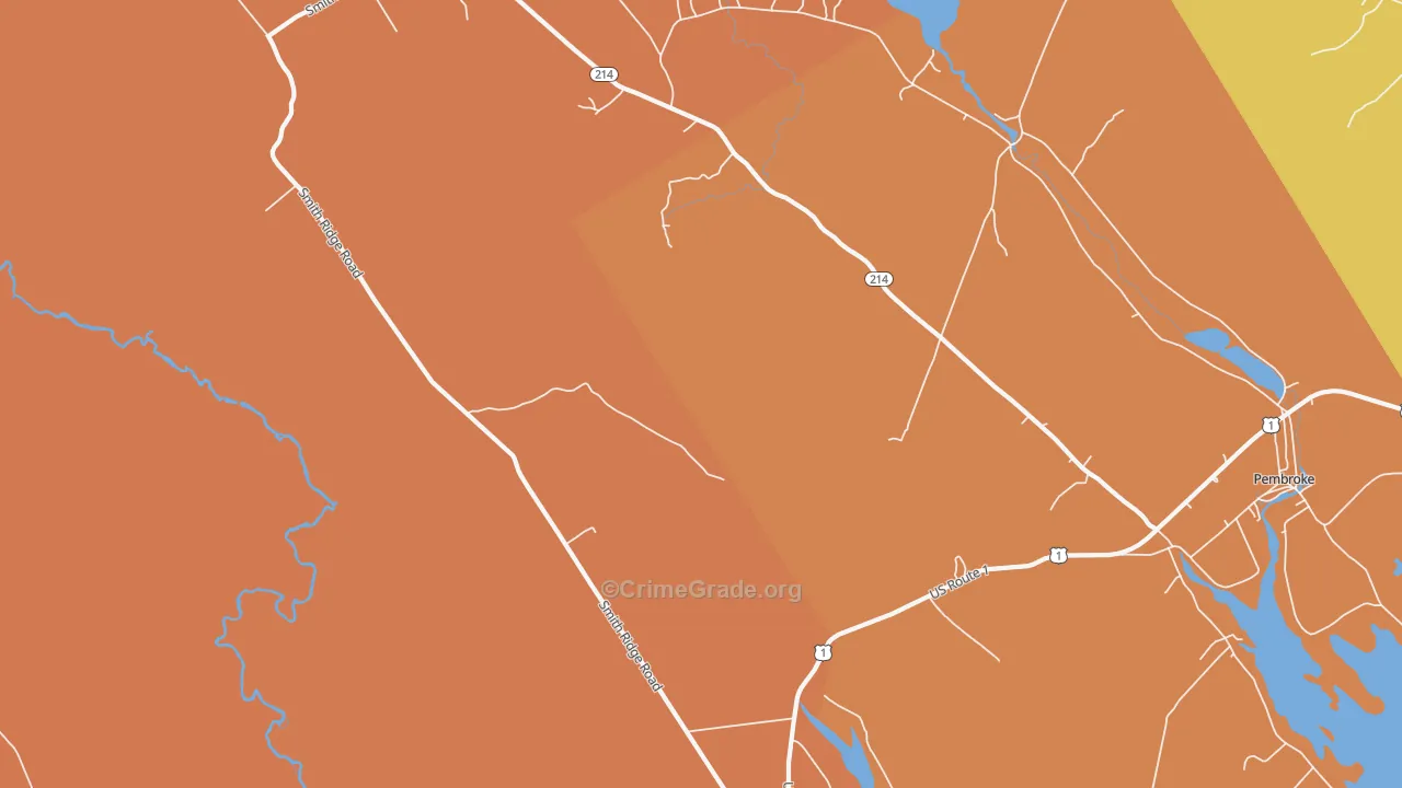 Lower Dennysville, ME Map of Robbery Rates
