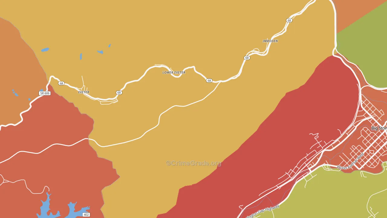 Lower Exeter, VA Map of Robbery Rates