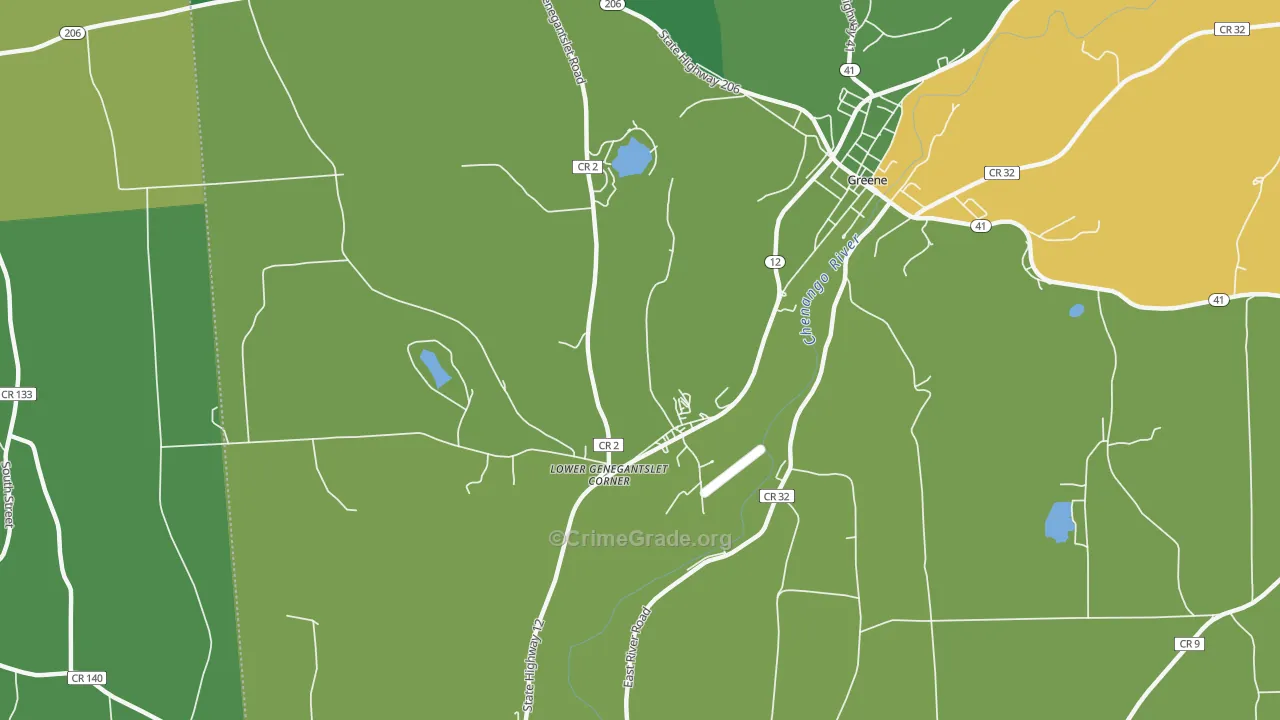 Lower Genegantslet Corner, NY Map of Robbery Rates