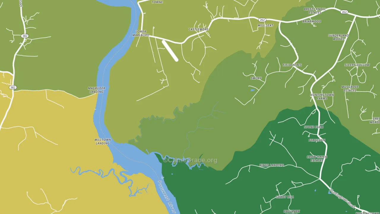 Lower Marlboro, MD Map of Robbery Rates