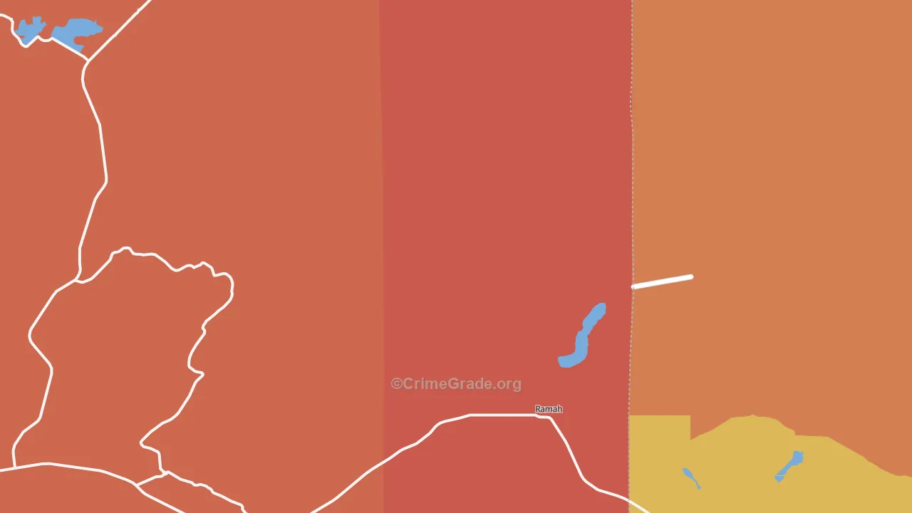Lower Nutria, NM Map of Robbery Rates