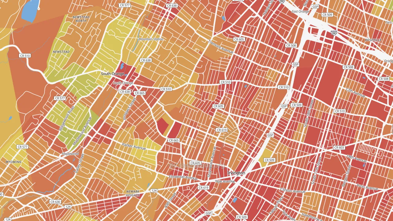 Lower Vailsburg, Newark, NJ Map of Robbery Rates