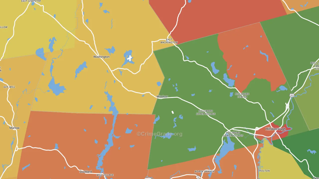 Lower Village, NH Map of Robbery Rates