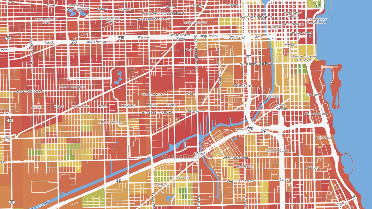 Lower West Side, Chicago, IL Map of Robbery Rates
