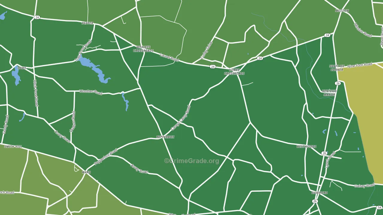 Lowes Crossroads, DE Map of Robbery Rates