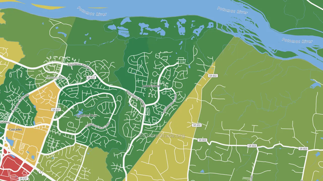 Lowes Island, VA Map of Robbery Rates