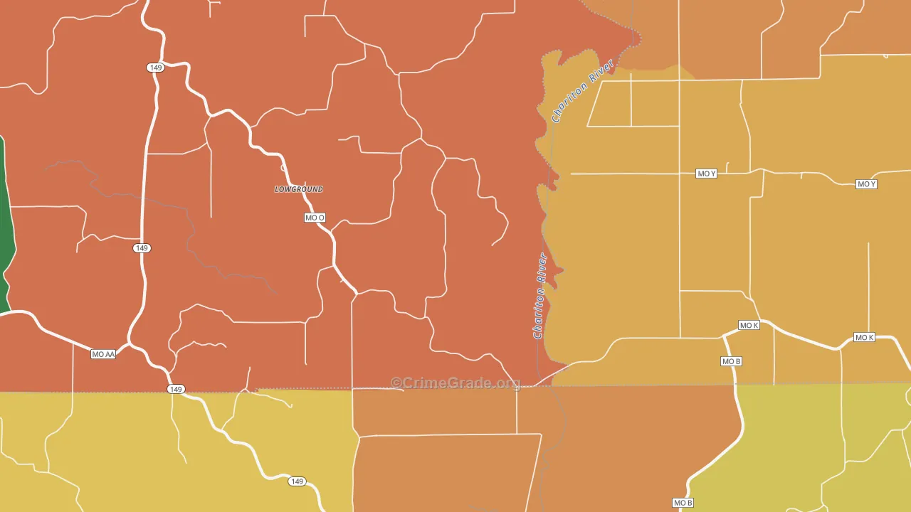 Lowground, MO Map of Robbery Rates