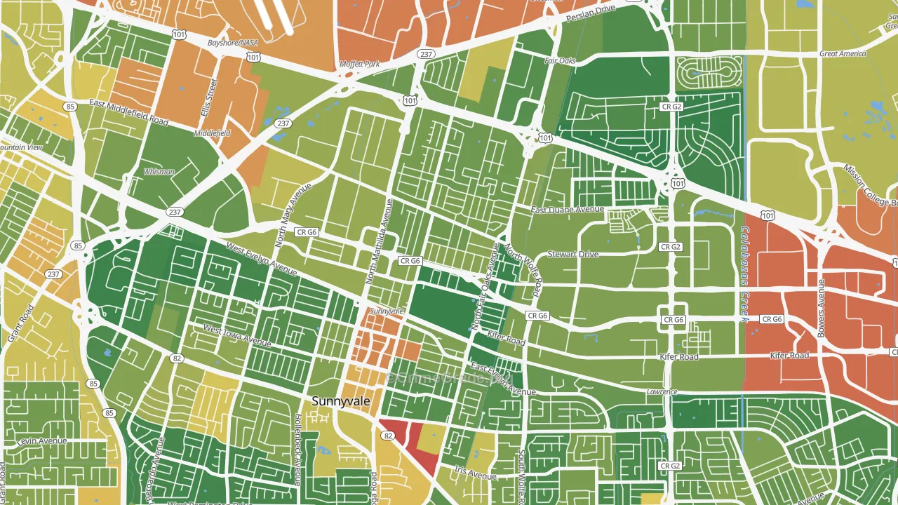 Lowlanders, Sunnyvale, CA Map of Robbery Rates