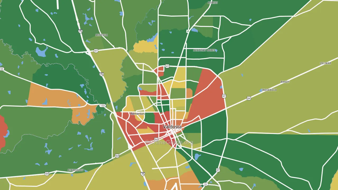 Lowndes County, GA Map of Robbery Rates