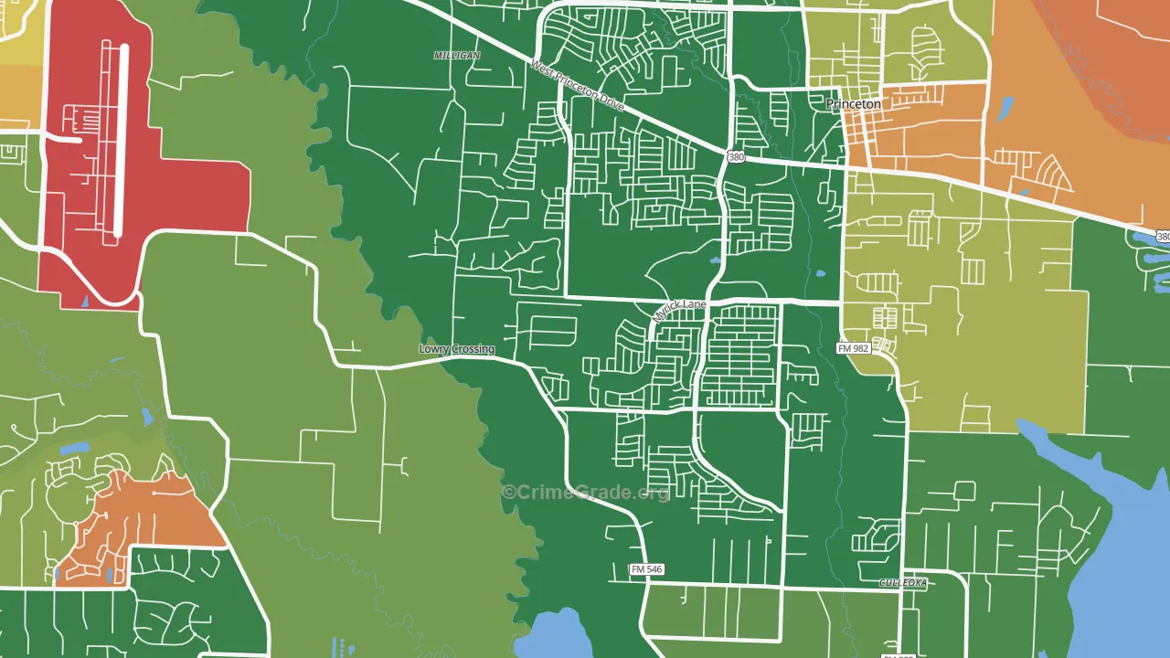 Lowry Crossing, TX Map of Robbery Rates