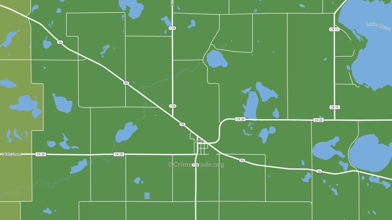 Lowry, MN Map of Robbery Rates