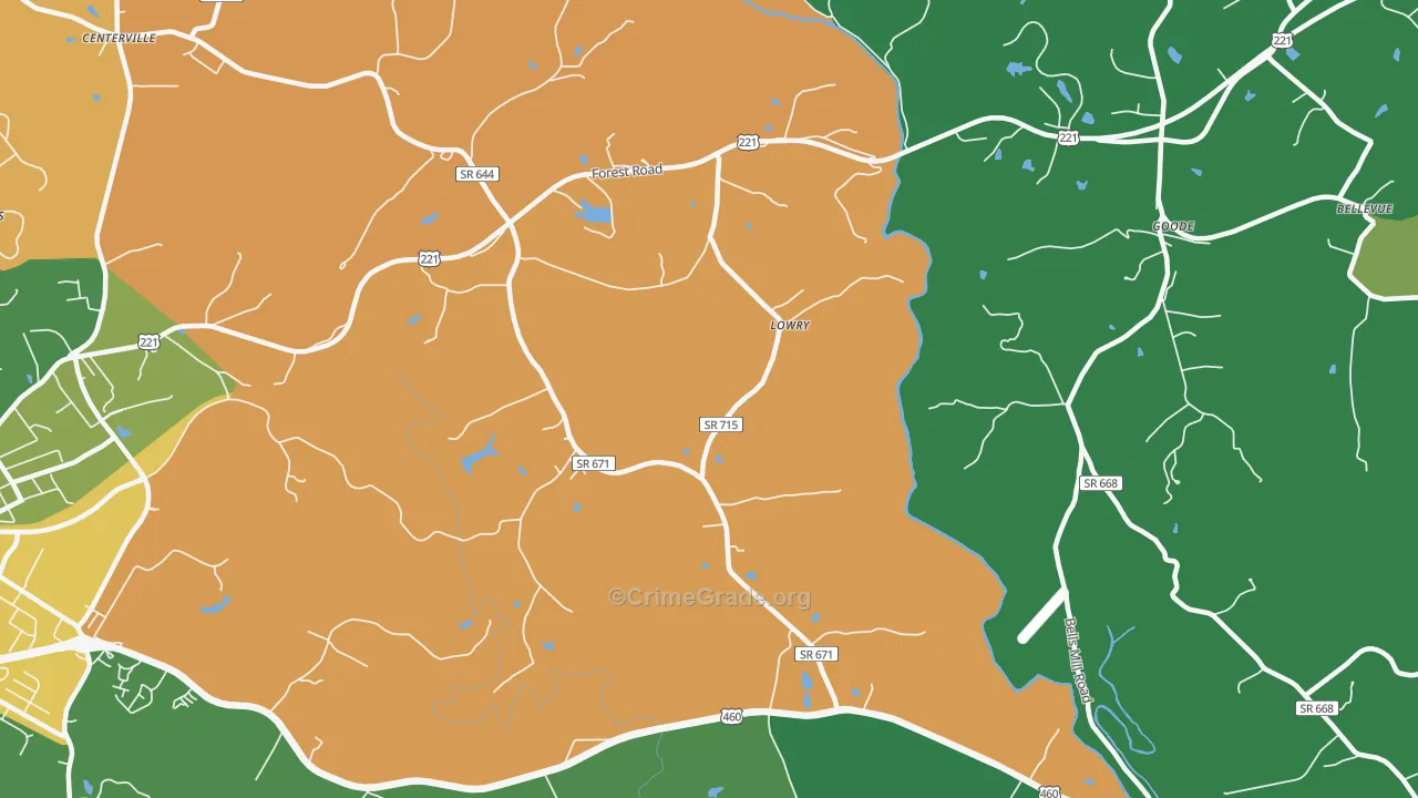 Lowry, VA Map of Robbery Rates
