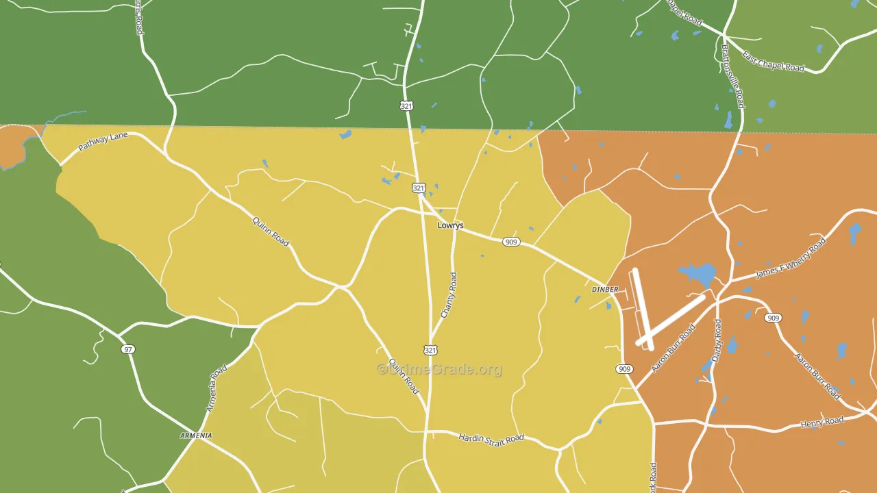 Lowrys, SC Map of Robbery Rates