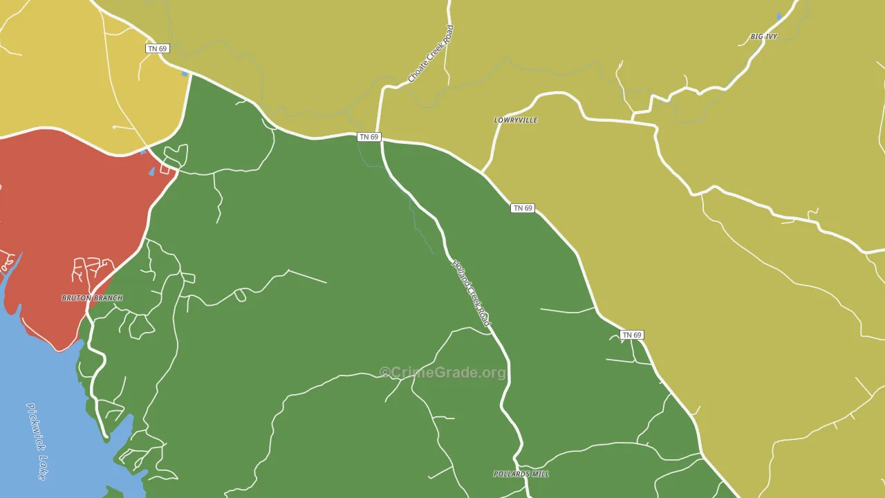 Lowryville, TN Map of Robbery Rates