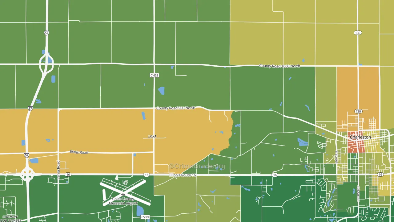 Loxa, IL Map of Robbery Rates