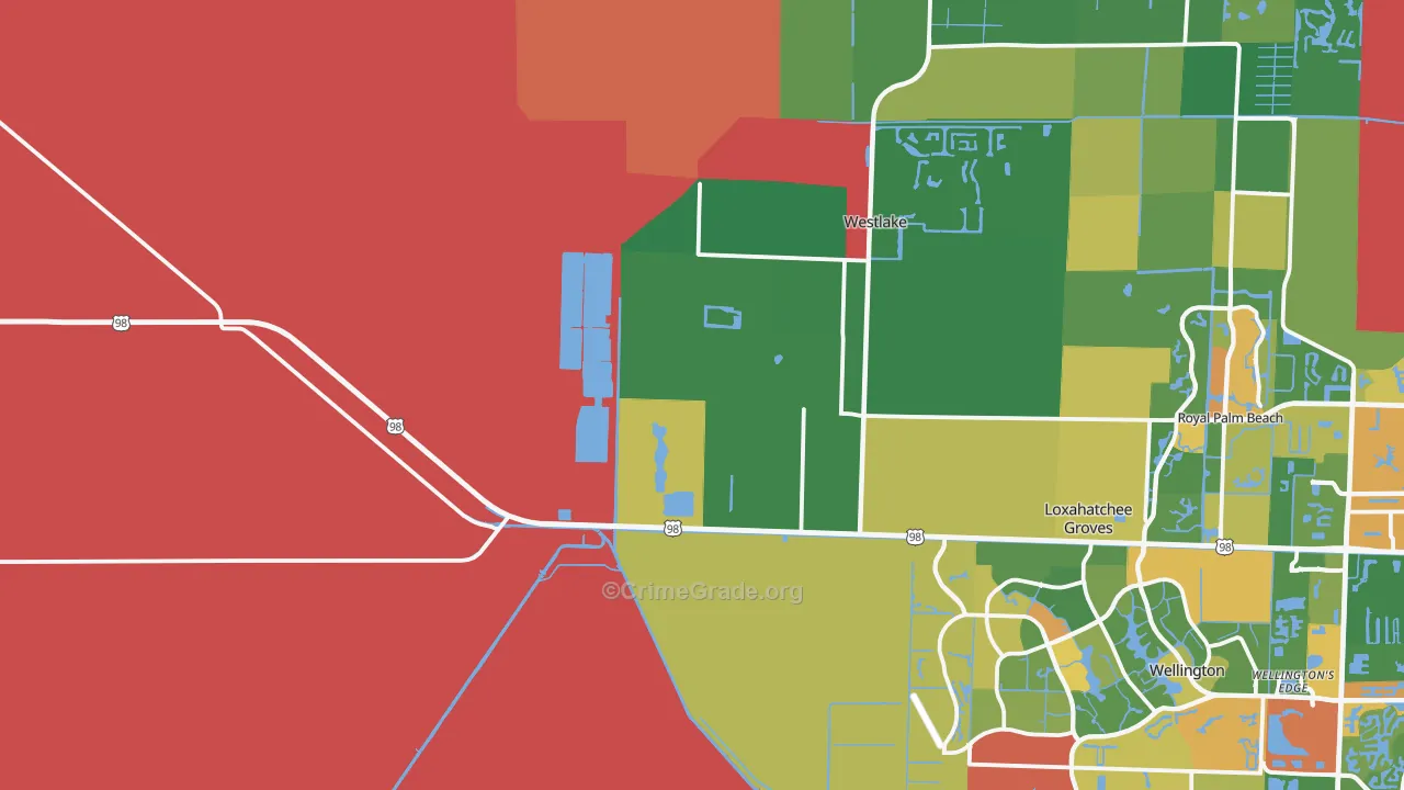 Loxahatchee, FL Map of Robbery Rates