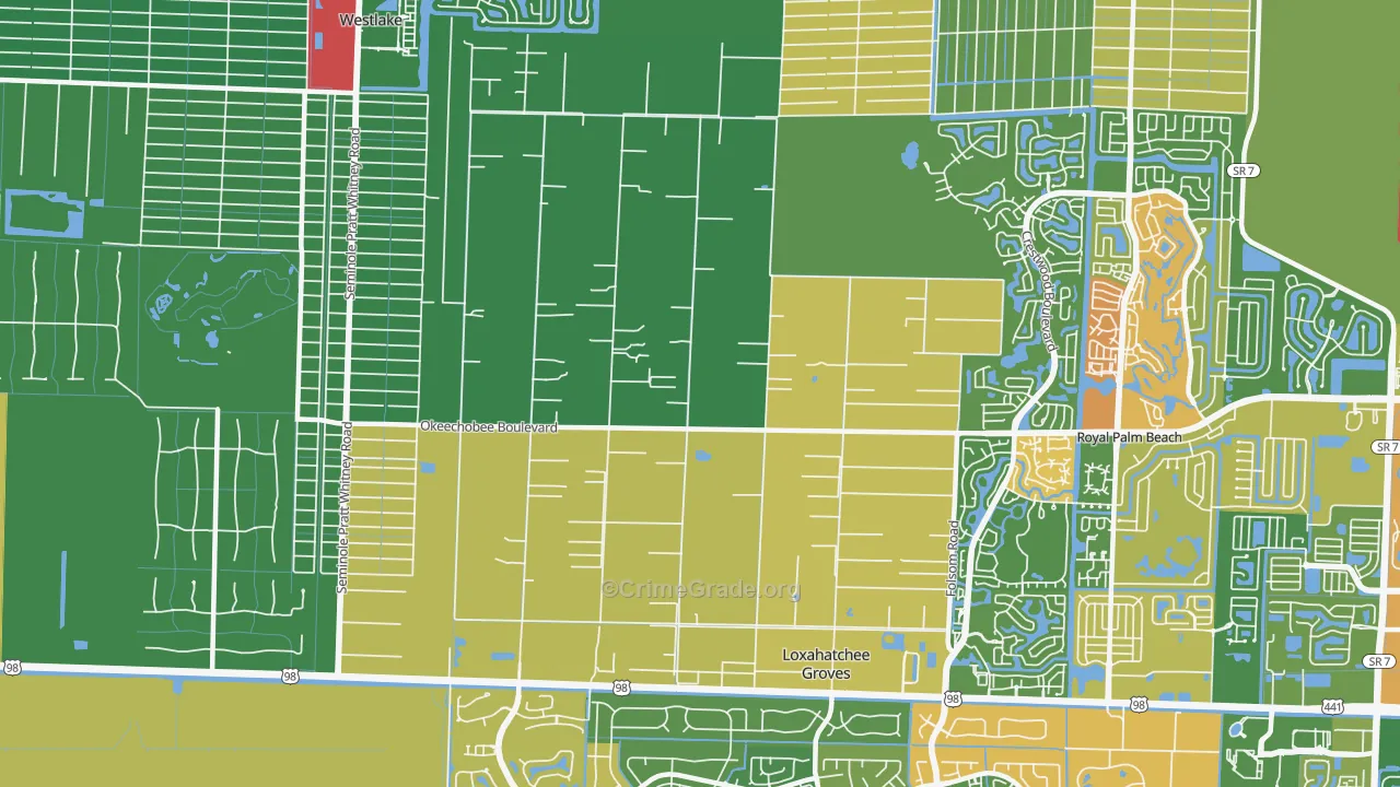 Loxahatchee Groves, FL Map of Robbery Rates