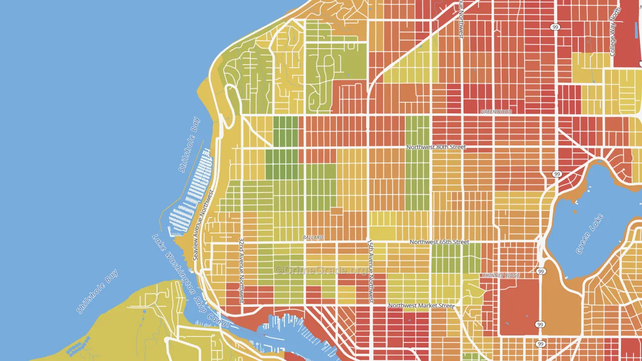 Loyal Heights, Seattle, WA Map of Robbery Rates