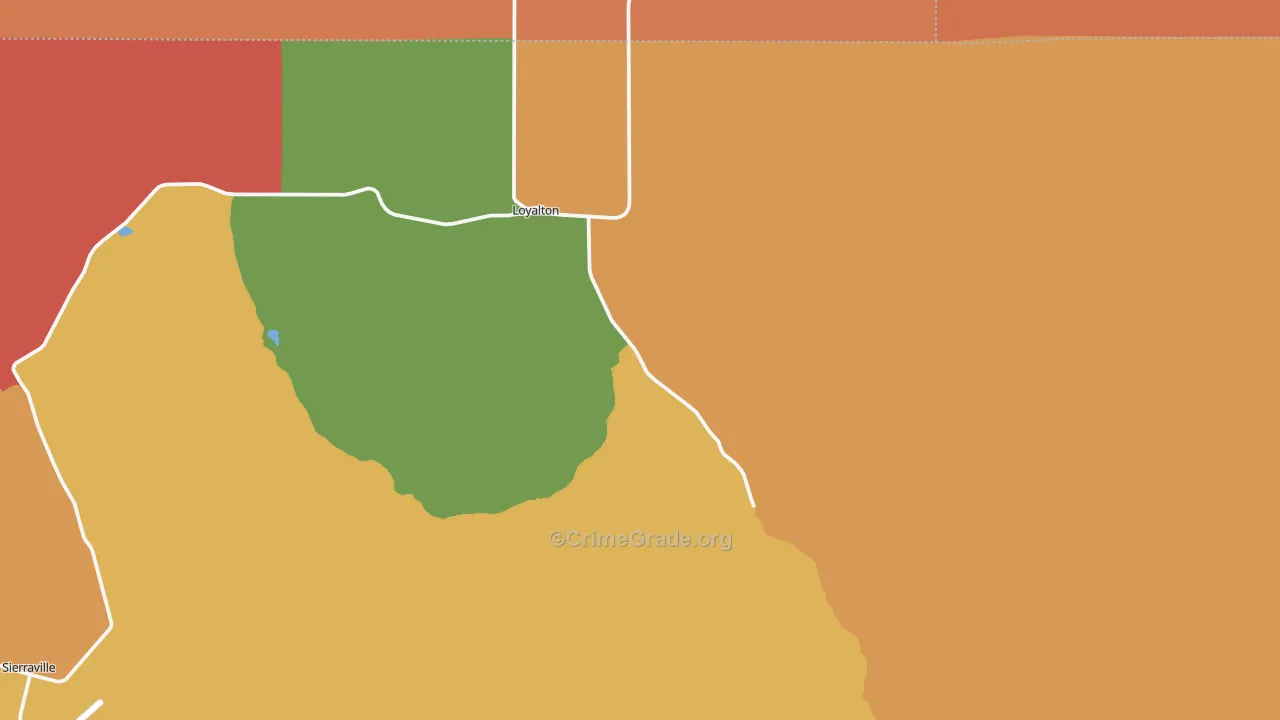 Loyalton, CA Map of Robbery Rates