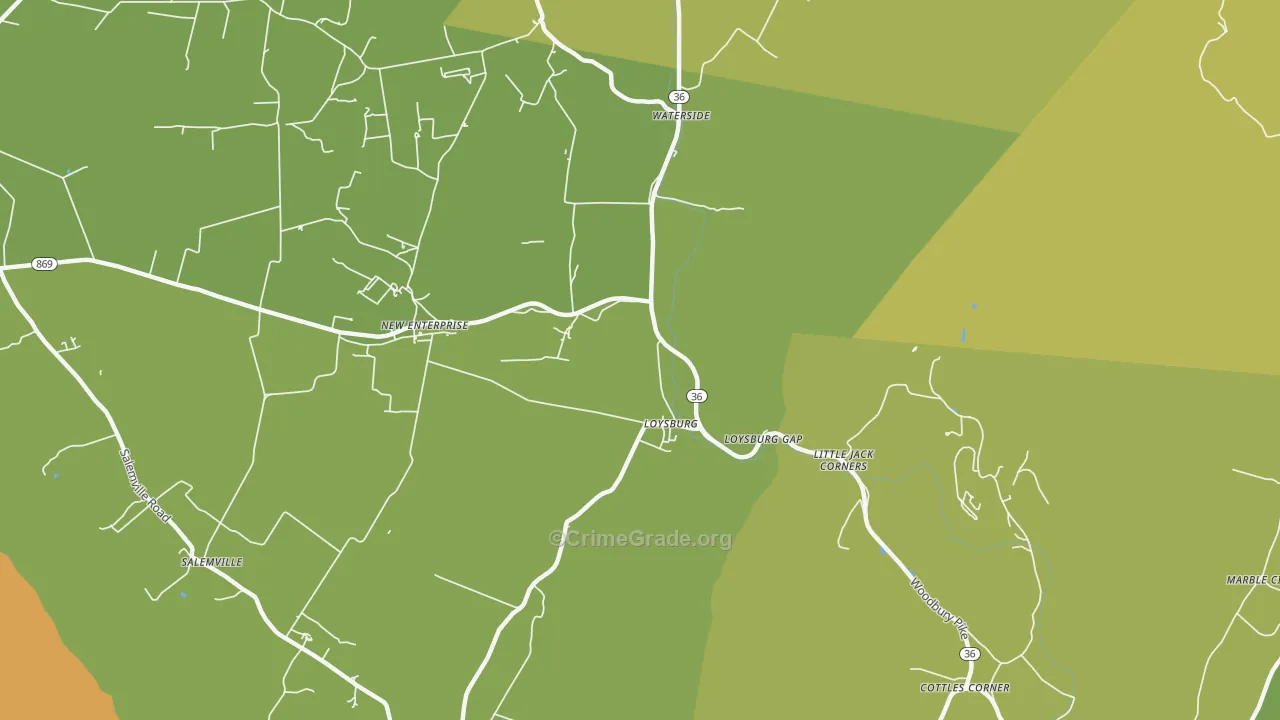 Loysburg, PA Map of Robbery Rates