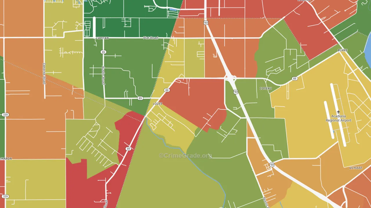 Lozes, LA Map of Robbery Rates
