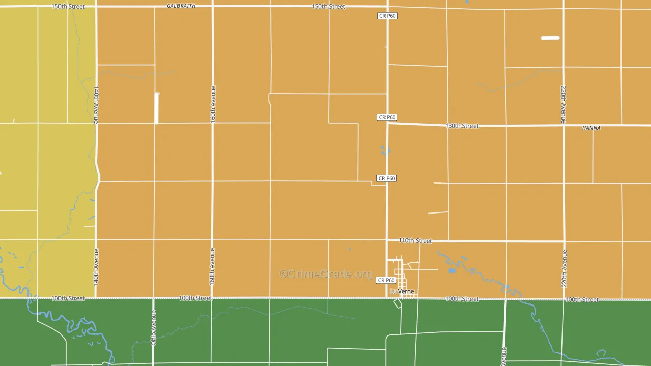 Lu Verne, IA Map of Robbery Rates