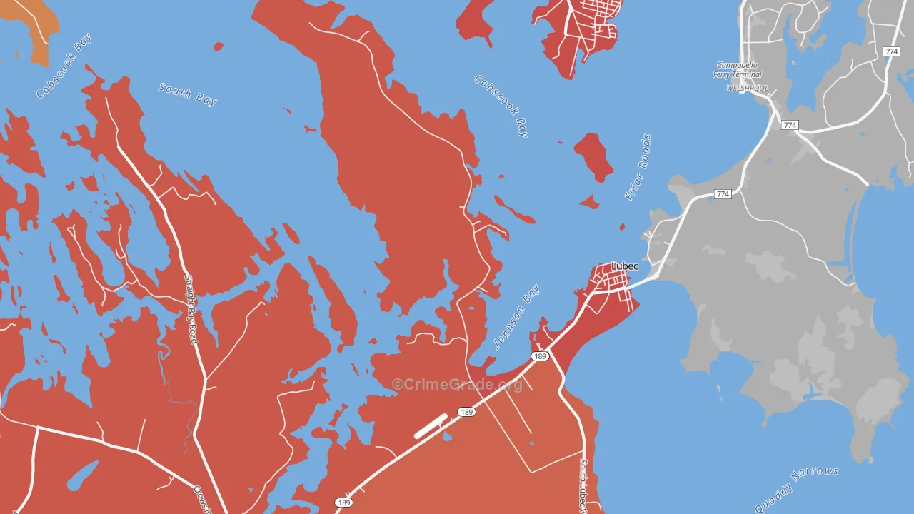 Lubec, ME Map of Robbery Rates