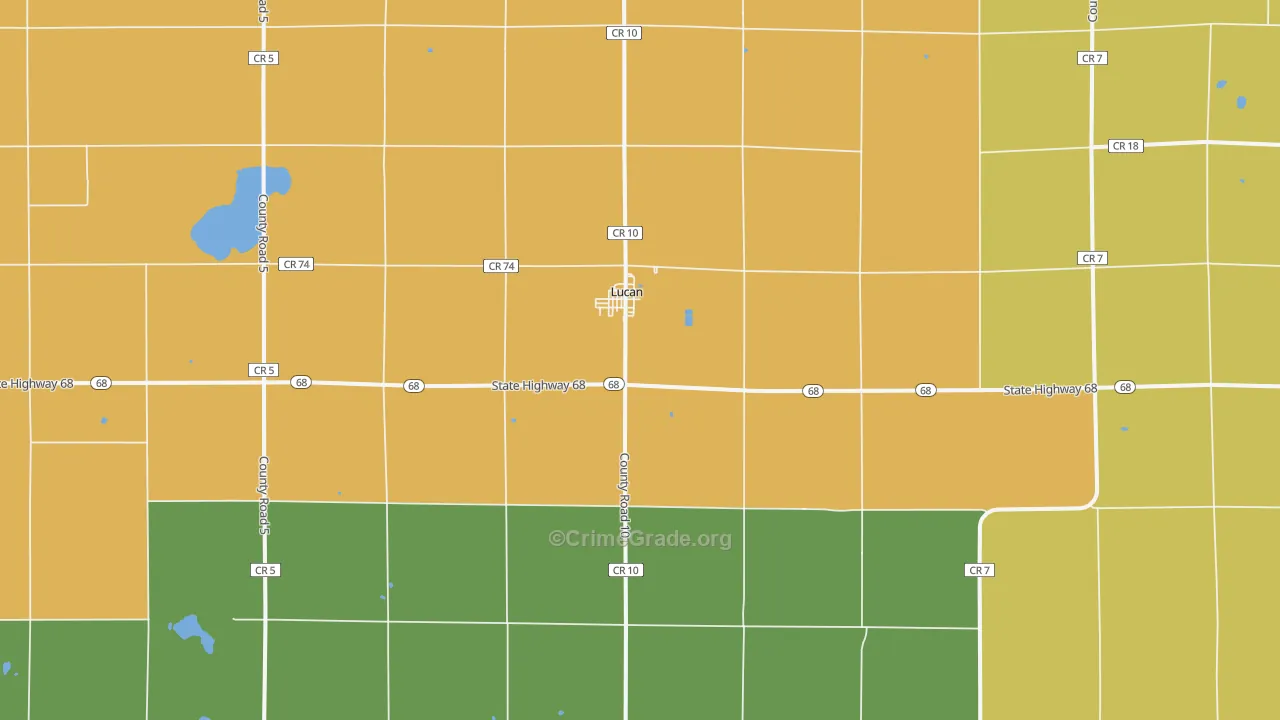 Lucan, MN Map of Robbery Rates