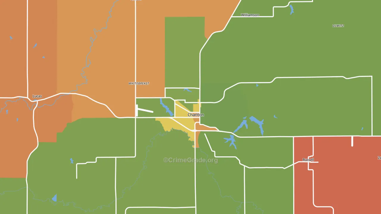 Lucas County, IA Map of Robbery Rates