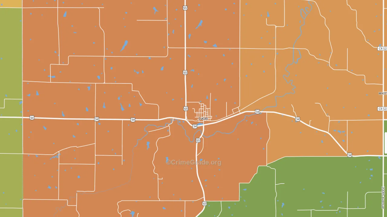 Lucas, IA Map of Robbery Rates