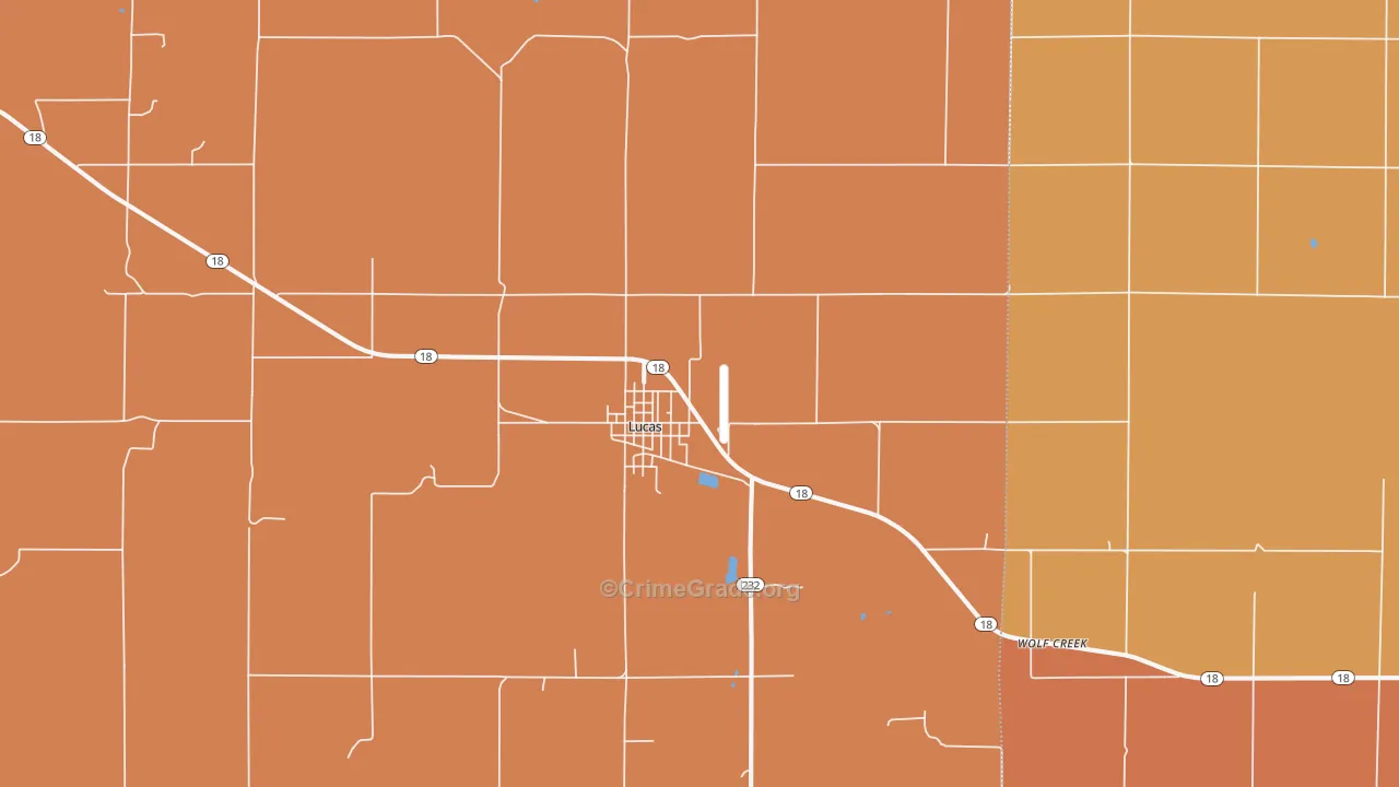 Lucas, KS Map of Robbery Rates