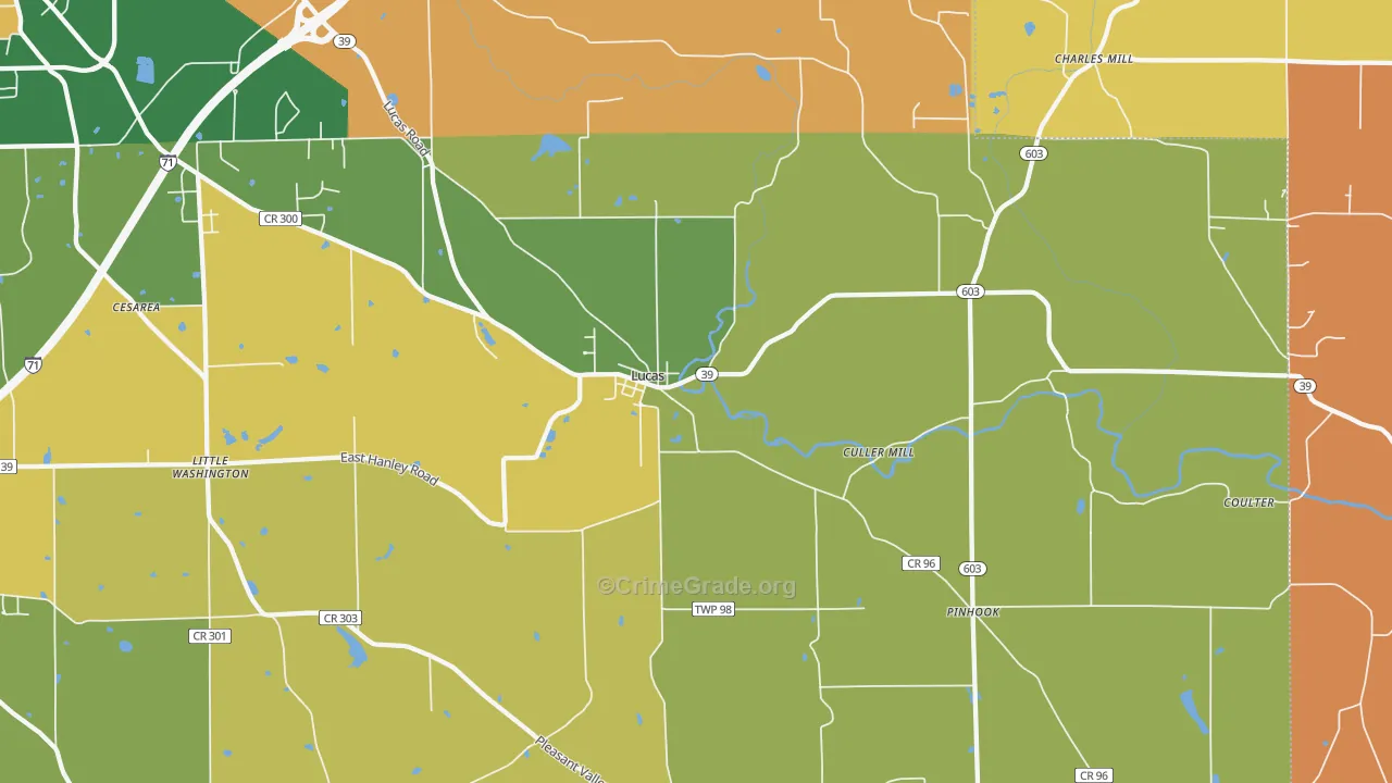 Lucas, OH Map of Robbery Rates