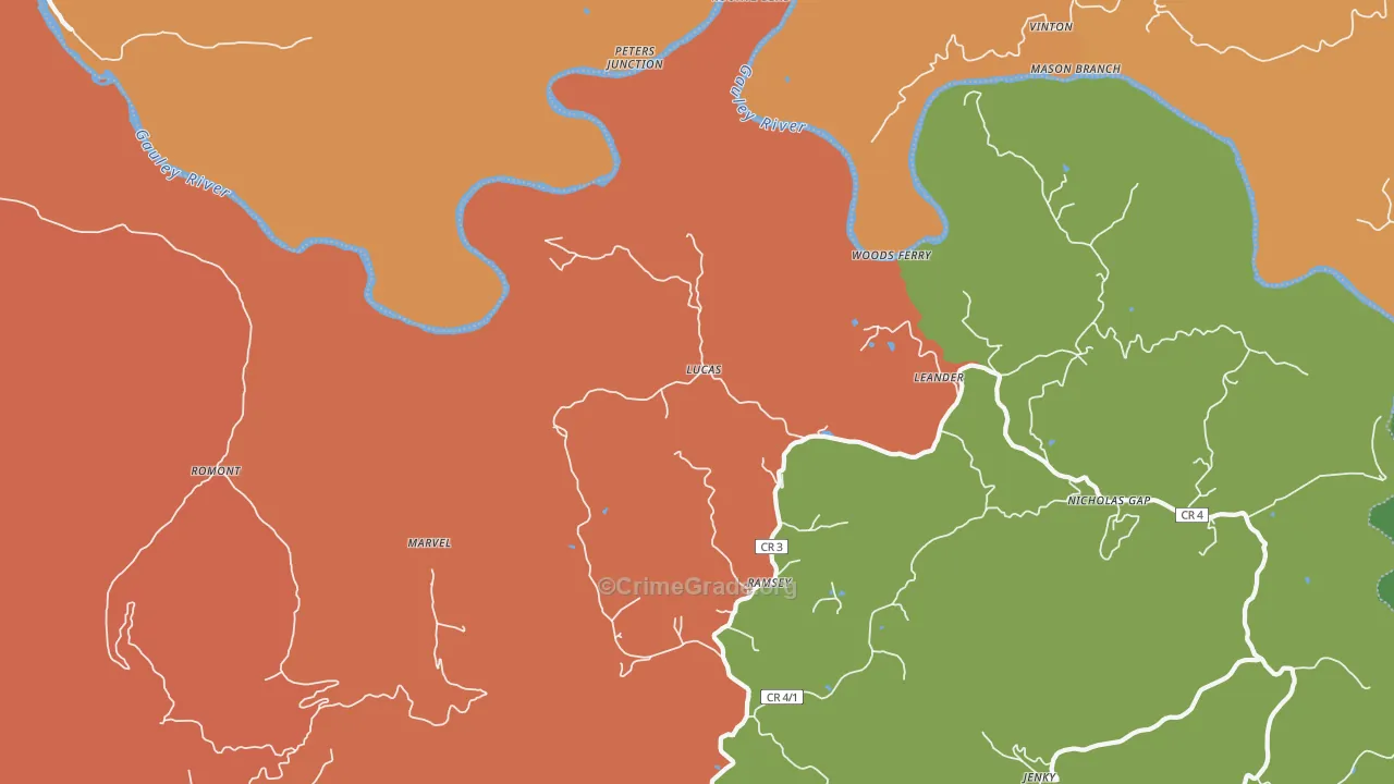 Lucas, WV Map of Robbery Rates