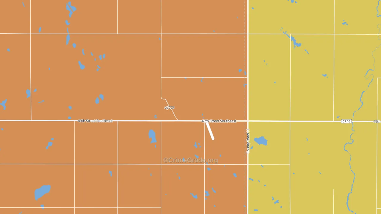 Lucca, ND Map of Robbery Rates