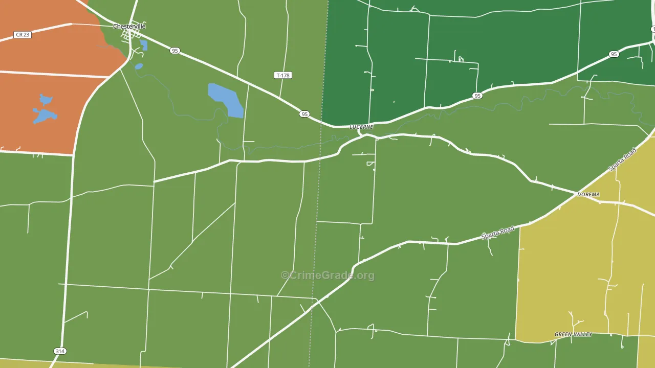 Lucerne, OH Map of Robbery Rates