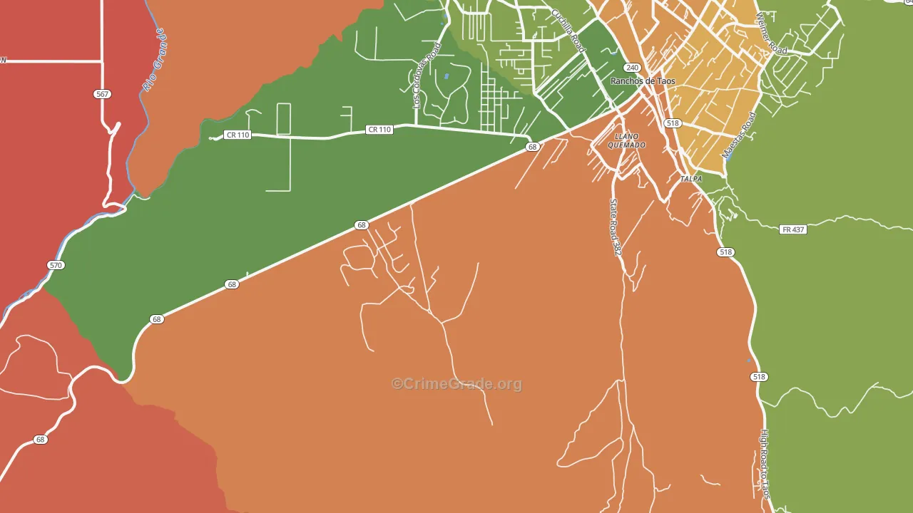 Lucero, NM Map of Robbery Rates