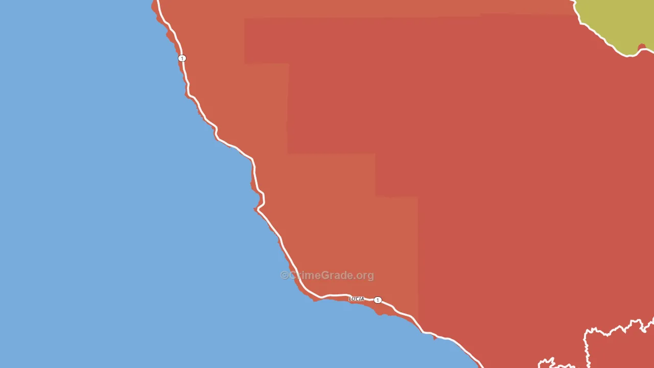 Lucia, CA Map of Robbery Rates
