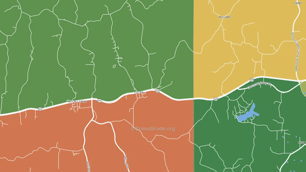 Lucien, MS Map of Robbery Rates