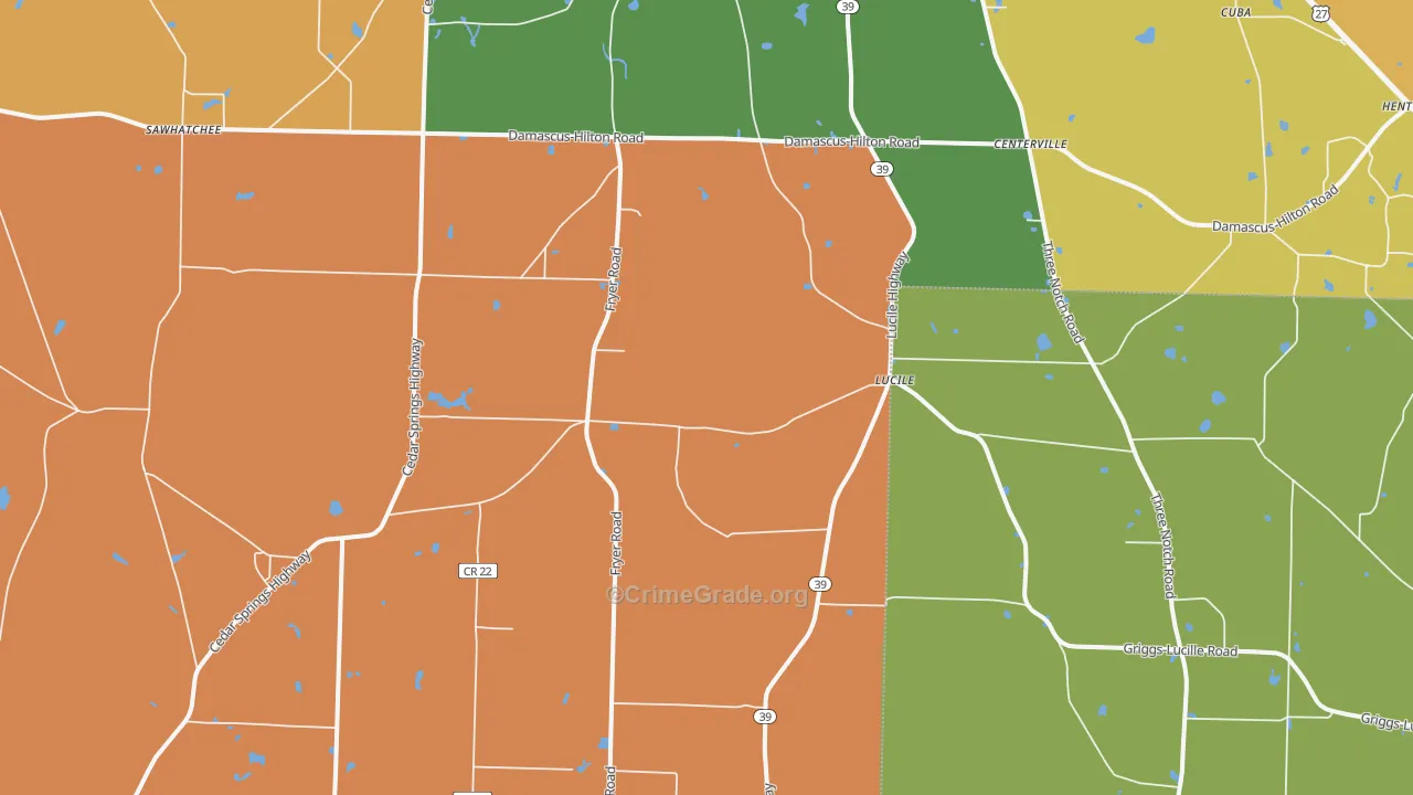 Lucile, GA Map of Robbery Rates