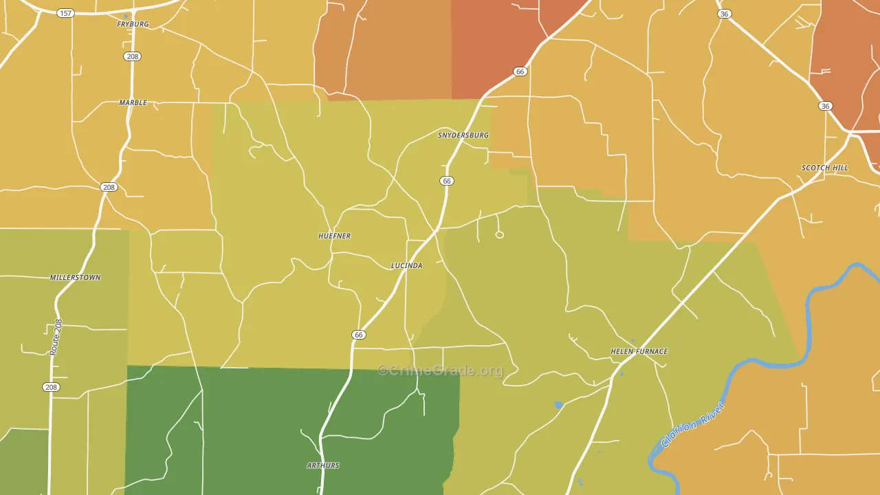 Lucinda, PA Map of Robbery Rates