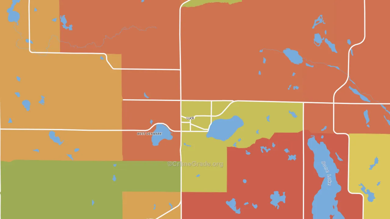 Luck, WI Map of Robbery Rates