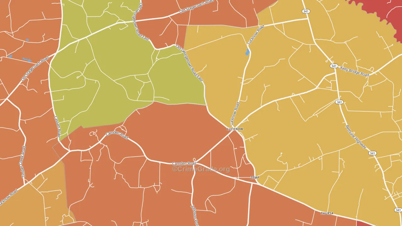 Lucknow, SC Map of Robbery Rates